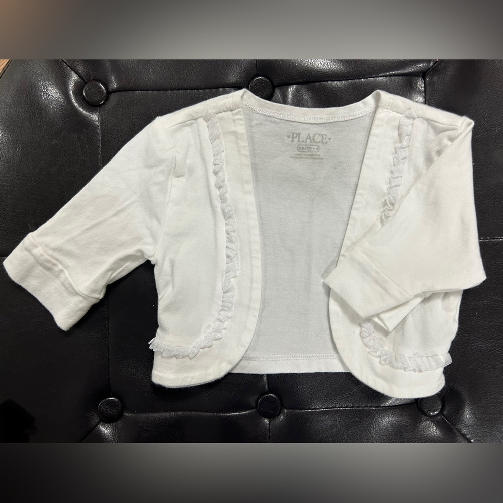 Girls Ruffle Shrug- white - Picture 2 of 3